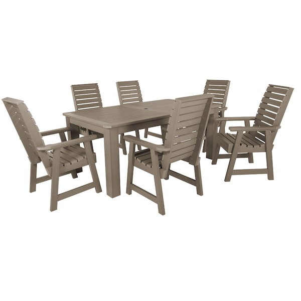 Highwood Usa Weatherly 7pc Rectangular Outdoor Patio Furniture Dining Set 72 x 42 AD-ST7WL1CO4AA-WBR - main